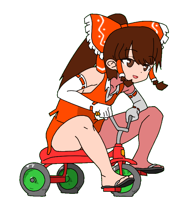 reimu on a tricycle