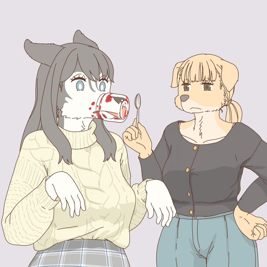 husky trapped in a jar