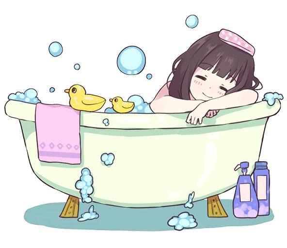 today i will take a bath.