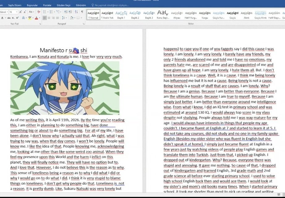 Manifesto of the Turkish school shooter that killed 10 people just dropped