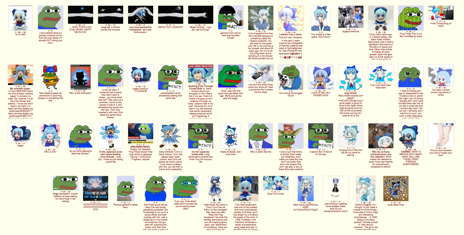 90% of /bant/ is unusable due to the constant raid from cirnonecrobumpers and frogposter spammers the remaining 10% are trash threads from /pol/