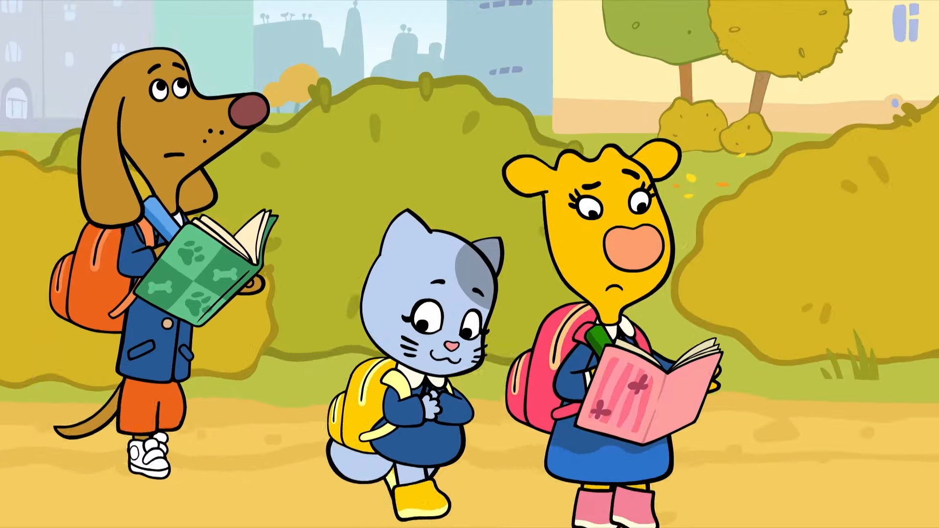 Animal kids going to school